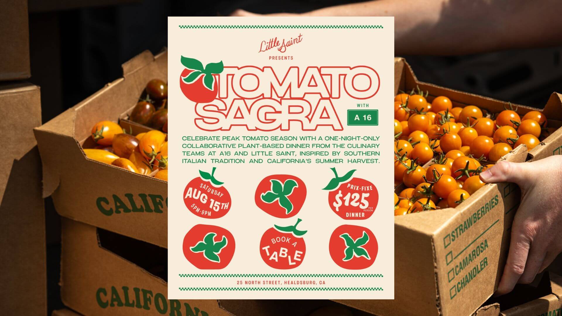 Tomato Sagra collaboration between Little Saint and A16 in Healdsburg