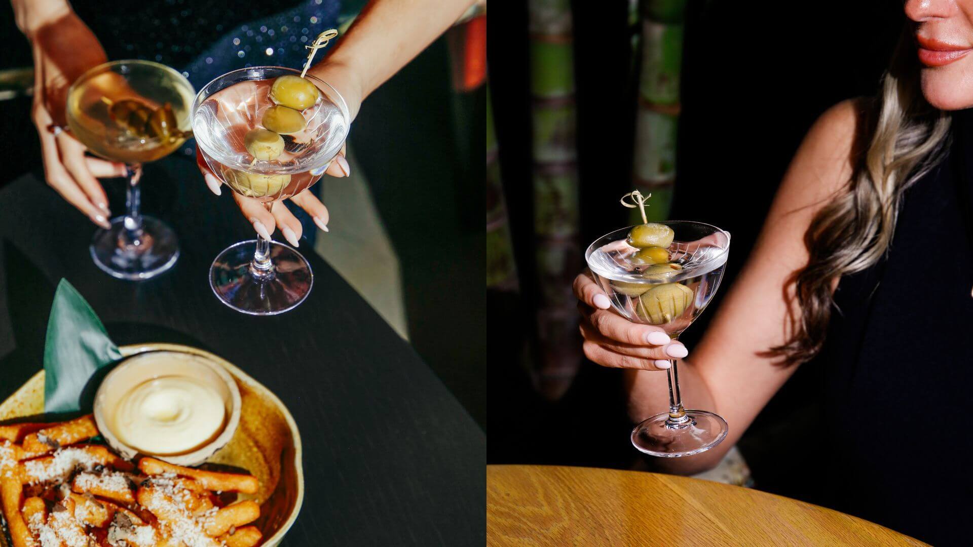 Martinis and truffle fries for girl dinner at Chotto Matte