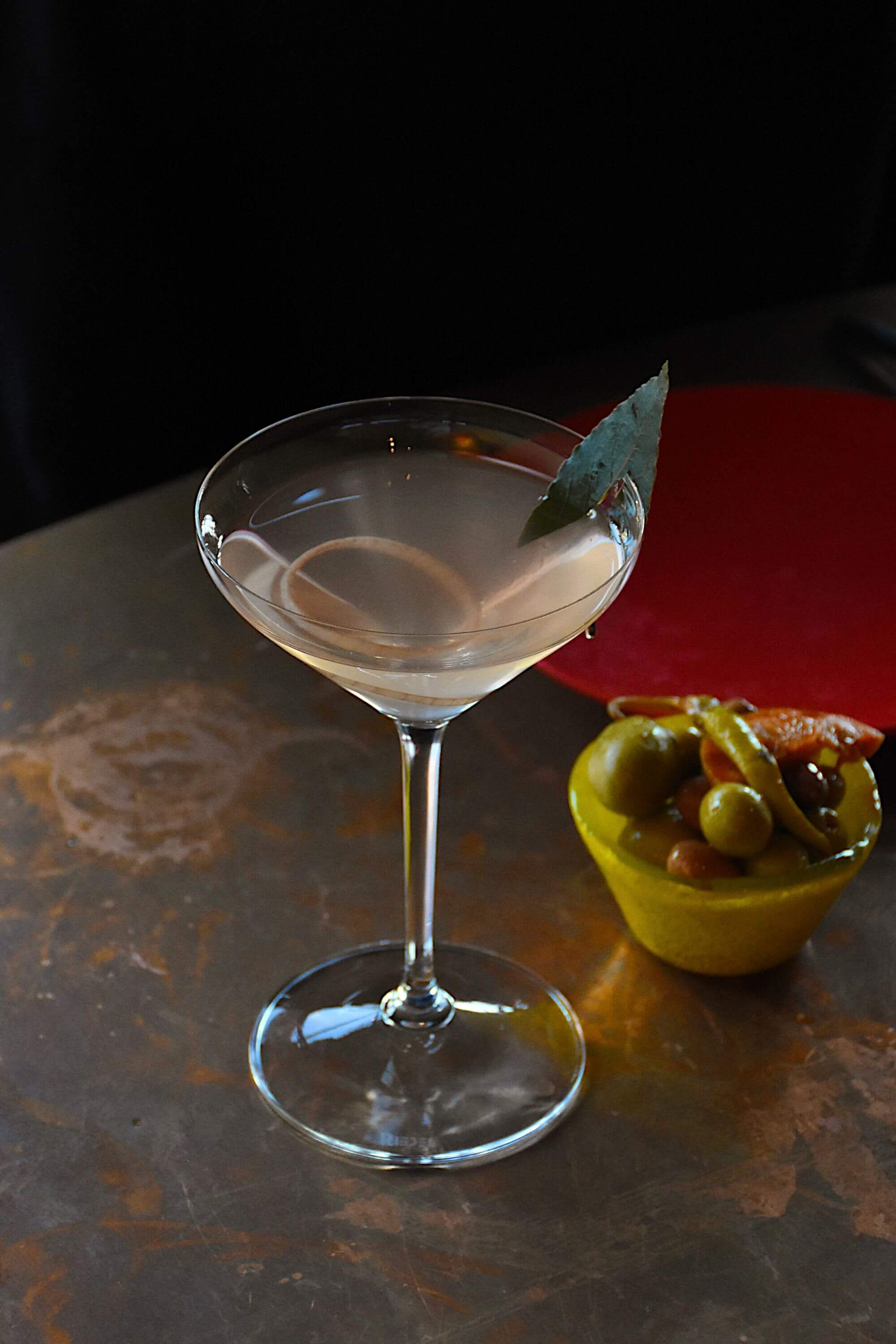 Canela's Bay Leaf Gibson martini